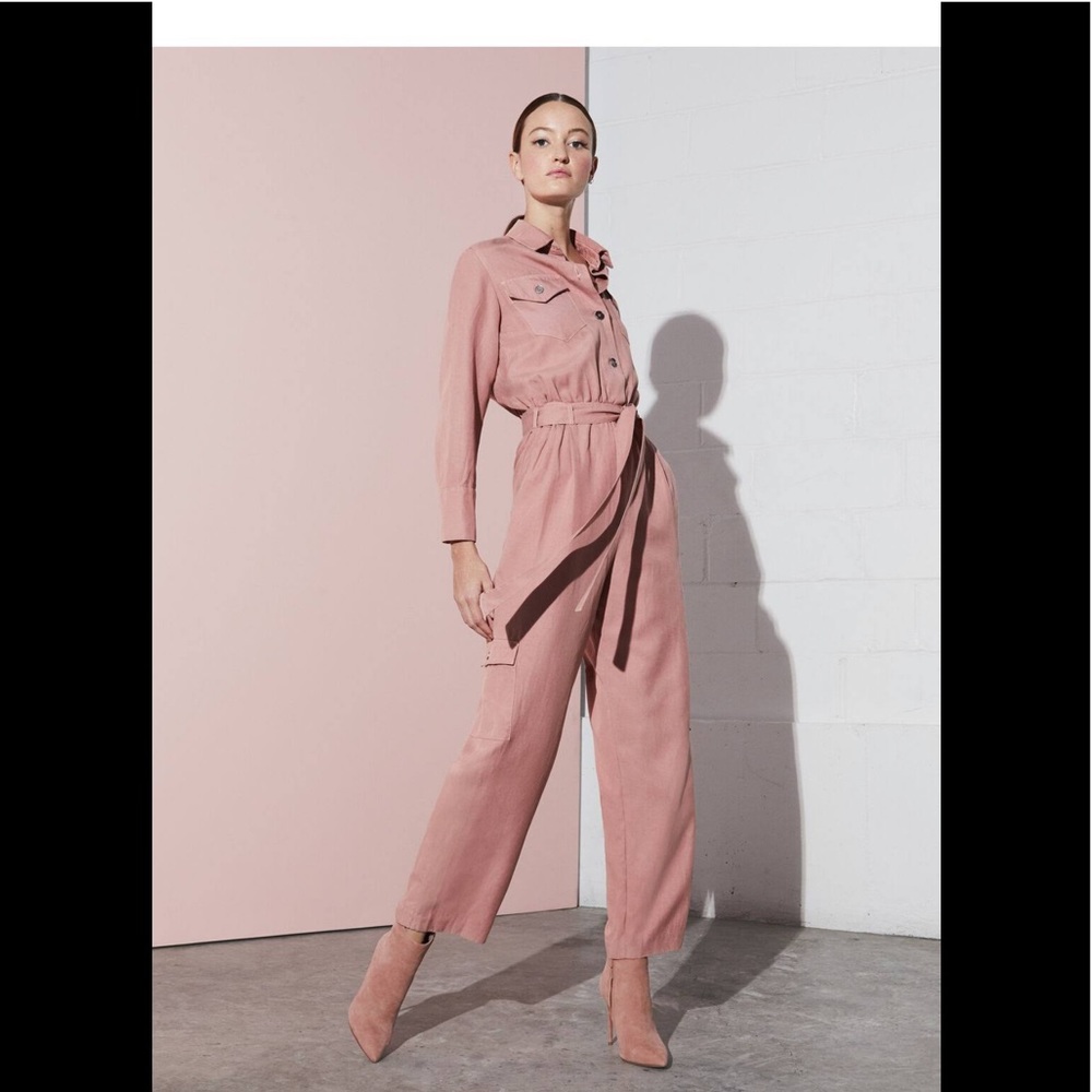 Alice and Olivia Kai Cargo Jumpsuit in Rose - Picture 7 of 12